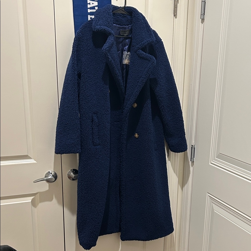 Women's Navy Blue Teddy Coat